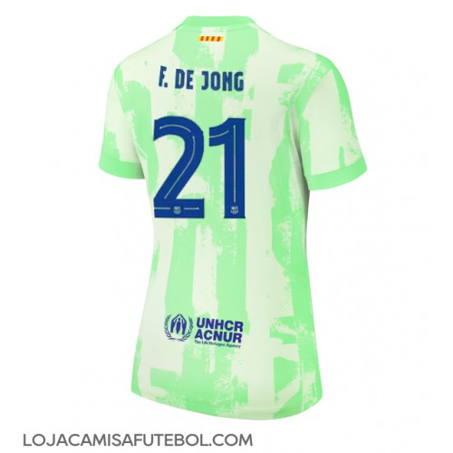 Camisa de Futebol Barcelona Frenkie de Jong #21 Equipamento Alternativo Mulheres 2024-25 Manga Curta